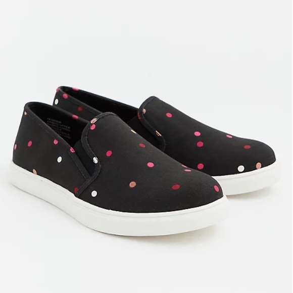 torrid Shoes - NWT TORRID Black Polka Dot Slip On Sneakers Sz 9